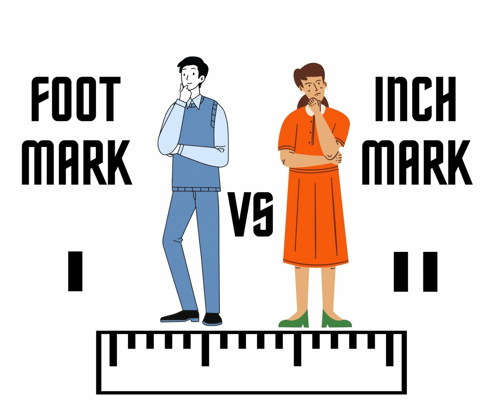 Foot mark vs inch mark